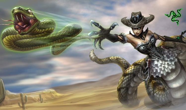 LOL魔蛇之拥卡西奥佩娅蛇女王者皮肤：荒漠之咬2016技能重做特效展示-螺号游戏